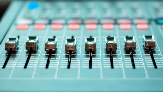 fader, volume control, audio mixer, console, control panel, mixing console, studio mixer, music, sound, audio, device, closeup. Podcast software: buy order and the saving-versus-fee test