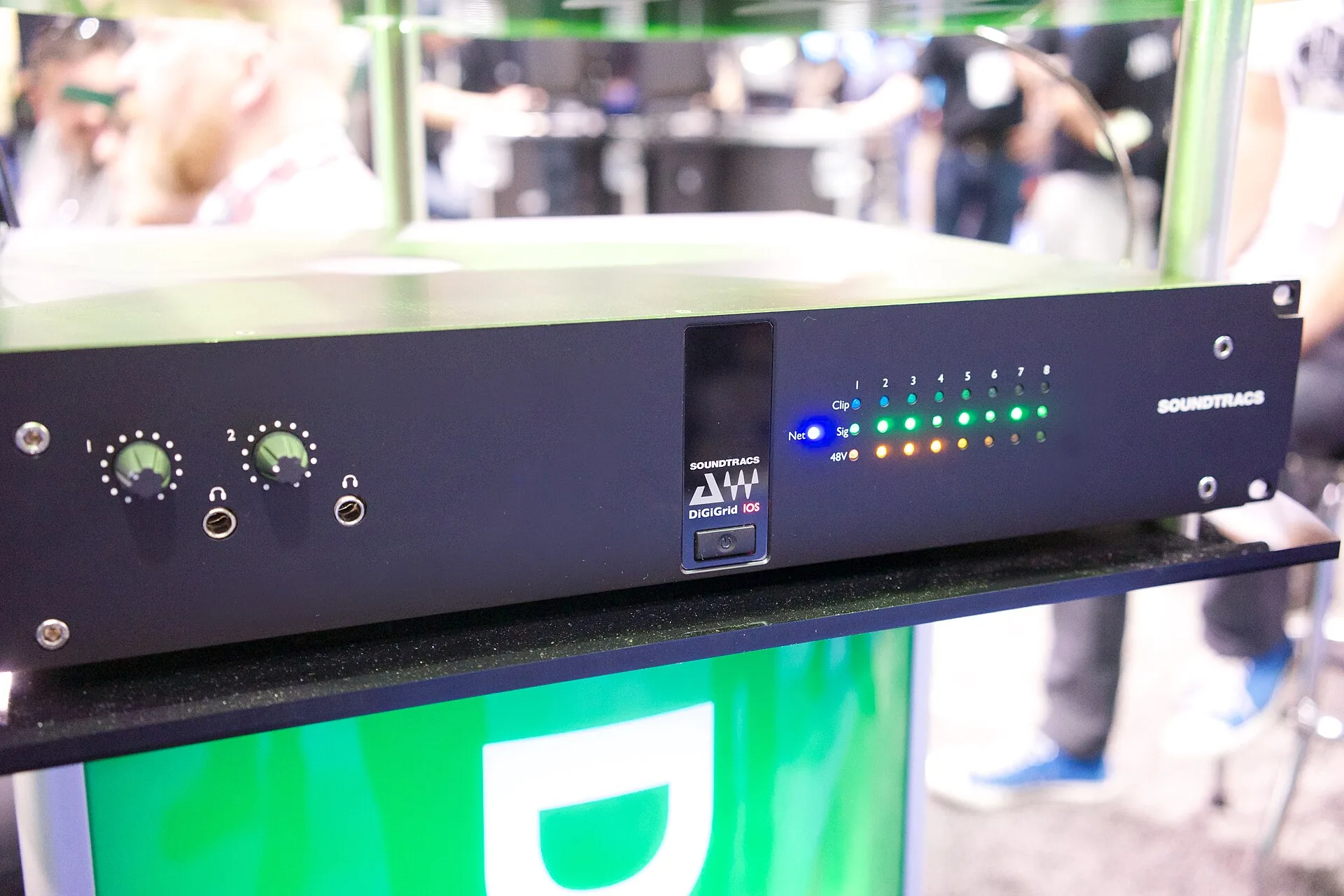 DiGiGrid IOS (with Soundtracs logo) - audio interface with built-in SoundGrind DSP server, featuring 8 mic or line inputs with preamps, 8 line outputs, 2 headphone outputs, MIDI, SPDIF, AES in & out. Funding a new podcast business: costs first, then the options